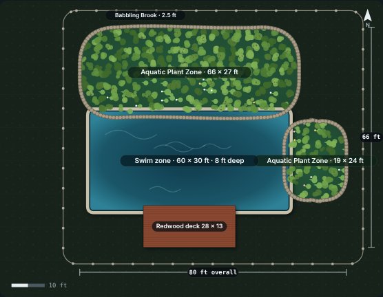 Yarrow 60 natural swimming pool, concept rendering