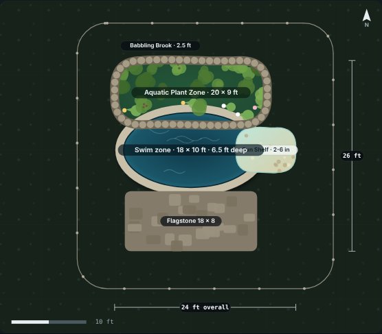 Rush 18 natural swimming pool, concept rendering