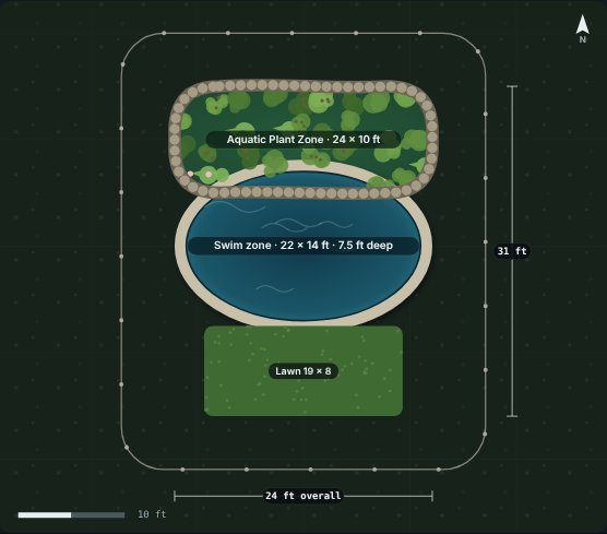 Pickerel 22 natural swimming pool, concept rendering