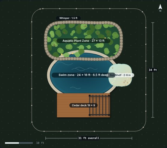 Arrowhead 24 natural swimming pool, concept rendering