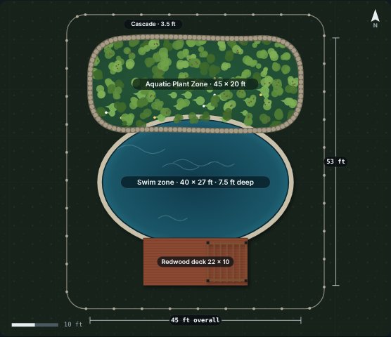 Prairie 40 natural swimming pool, concept rendering